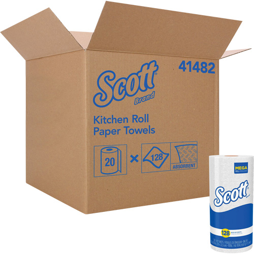 Rouleau de chiffons de cuisine Scott, 1 Pli, 128 Feuilles/rouleau, 11" la, 8,78" lo TGS INDUSTRIEL