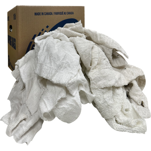 Boîte de chiffons d'essuyage, Tissu &eacute;ponge, Blanc, 10 lb TGS INDUSTRIEL
