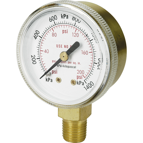 Manom&egrave;tres en laiton,  2", 100 psi, Fixation inf&eacute;rieure, Analogique TGS INDUSTRIEL