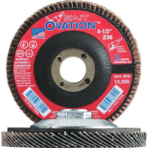 Ovation Flap Disc, 4-1/2" x 7/8", Type 27, 36 Grit, Zirconium TGS INDUSTRIEL
