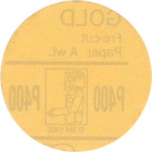 Gold Hookit Disc, 3" Dia., P400 Grit, Aluminum Oxide, C-Weight TGS INDUSTRIEL