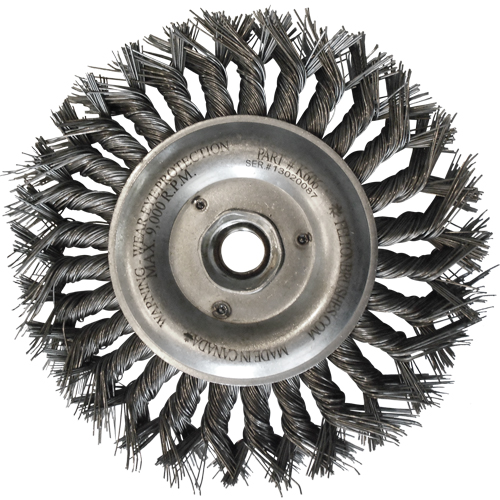 Brosses m&eacute;talliques &agrave; touret, Dia. 6", Fils 0,014", Arbre 5/8"-11, Acier TGS INDUSTRIEL
