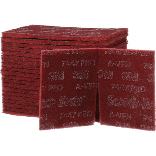 Tampons manuels Scotch-Brite 7447, Oxyde d'aluminium, 9" x 6", Grain Tr&egrave;s fin TGS INDUSTRIEL