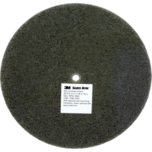 Meule unitaris&eacute;e EXL Scotch-Brite, 6" x 1/8", Arbre de 1/4", Grain de Fin, Carbure de silicium TGS INDUSTRIEL