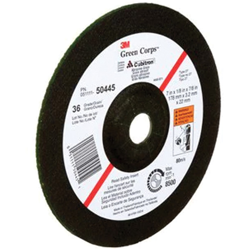 Green Corps Depressed Centre Wheel, 7" x 1/8", 7/8" Arbor, Ceramic, Type 27 TGS INDUSTRIEL