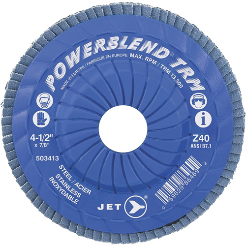 Powerblend TRM Trimmable Flap Disc, 4-1/2" x 7/8", Type 29, Z40 Grit, Zirconium TGS INDUSTRIEL