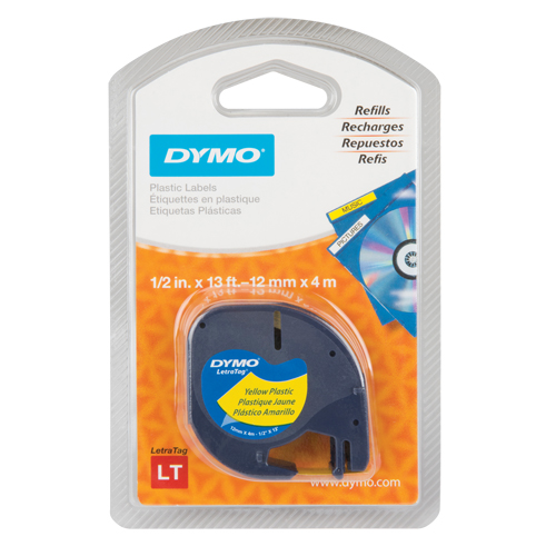 &eacute;tiquettes pour &eacute;tiqueteuse LetraTag Plus LT-100H, 12 mm x 13', Noir sur jaune TGS INDUSTRIEL