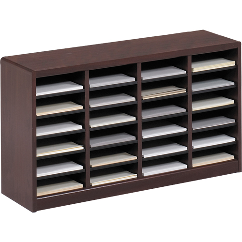 E-Z Stor&reg; Literature Organizer, Stationary, 24 Slots, Wood, 40" W x 11-3/4" D x 23" H TGS INDUSTRIEL