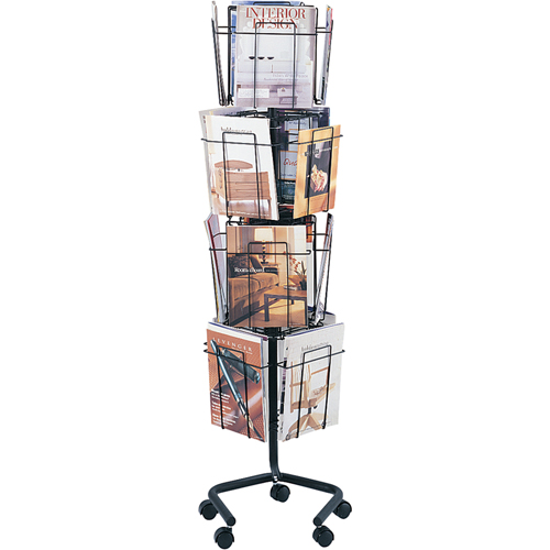 Literature Display Racks - Rotary Floor Displays, Rotating, 16 Slots, Wire Mesh, 15" W x 15" D x 60" H TGS INDUSTRIEL