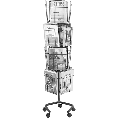 Literature Display Racks - Rotary Floor Displays, Rotating, 16 Slots, Wire Mesh, 15" W x 15" D x 60" H TGS INDUSTRIEL