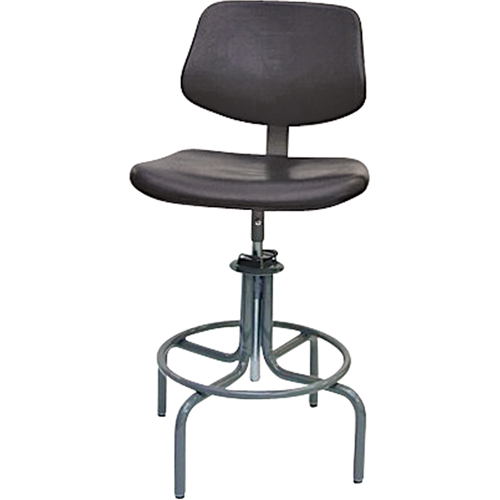 Tabouret rectangulaire avec dos de s&eacute;rie 600, Mobile, Ajustable, 25" - 31", Polyur&eacute;thane Si&egrave;ge, Noir TGS INDUSTRIEL
