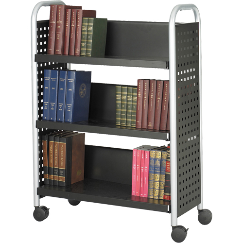 Scoot Book Carts, 200 lbs. Capacity, Black, 14-1/4" D x 33" L x 44-1/4" H, Steel TGS INDUSTRIEL