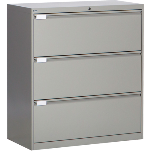 Classeur lat&eacute;ral, Acier, 3 tiroirs, 36" la x 18" p x 40-1/16" h, Gris TGS INDUSTRIEL