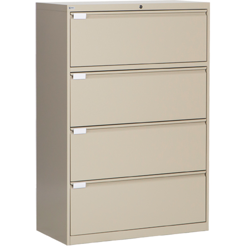 Classeur lat&eacute;ral, Acier, 4 tiroirs, 36" la x 18" p x 53-3/8" h, Beige TGS INDUSTRIEL