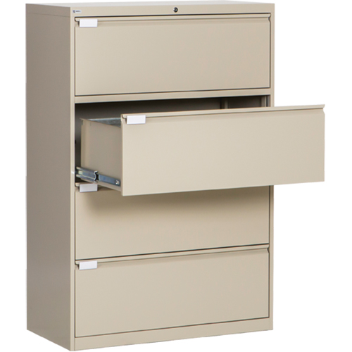 Classeur lat&eacute;ral, Acier, 4 tiroirs, 36" la x 18" p x 53-3/8" h, Beige TGS INDUSTRIEL