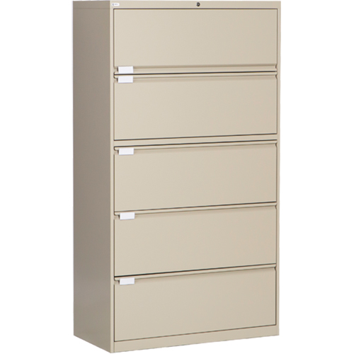 Classeur lat&eacute;ral, Acier, 5 tiroirs, 36" la x 18" p x 65-1/2" h, Beige TGS INDUSTRIEL