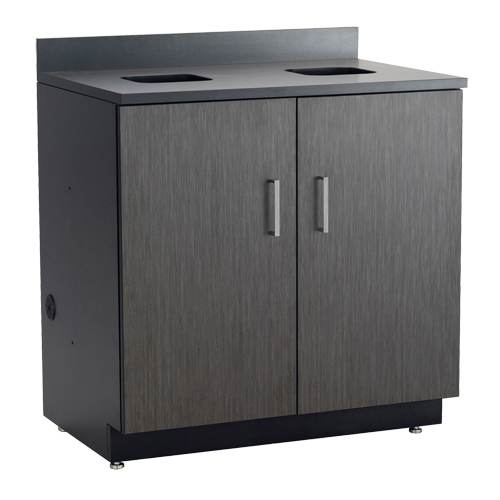 Modular Base Cabinet, Melamine, 39" H x 36" W x 25" D, Asian Night/Black TGS INDUSTRIEL