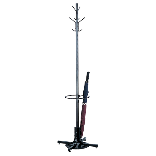 Coat Rack with Umbrella Stand, 70" H, Black, 4 Hook(s) TGS INDUSTRIEL
