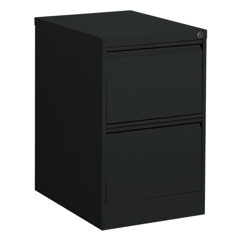 Vertical Filing Cabinet, Steel, 2 Drawers, 18-1/7" W x 25" D x 29" H, Black TGS INDUSTRIEL