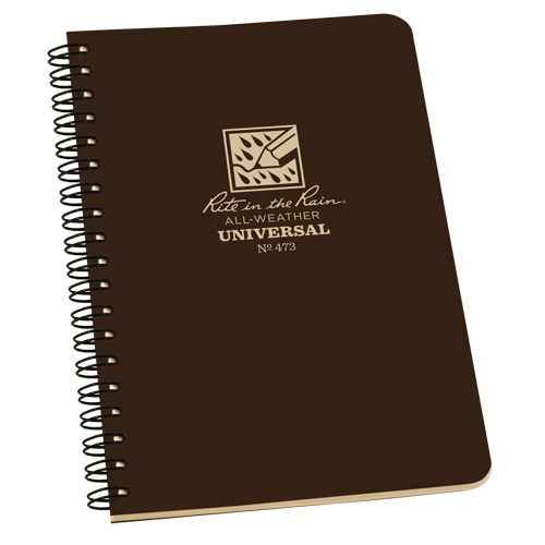 Carnet de notes de poche &agrave; spirale lat&eacute;rale, Couverture souple, Brun, 64 Pages, 4-5/8" , 7"  TGS INDUSTRIEL