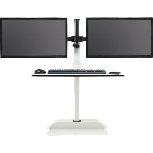 Soar Sit/Stand Electric Desk with Dual Monitor Arm, Desktop Unit, 37-1/4" H x 27-3/4" W x 22" D, White TGS INDUSTRIEL