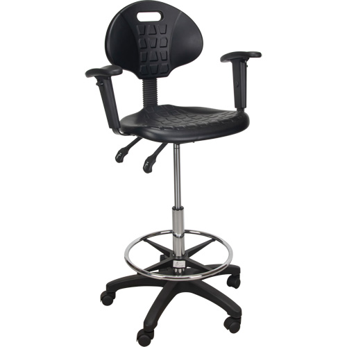 Tabouret ergonomique robuste avec accoudoirs r&eacute;glables et roulettes en nylon, Mobile, Ajustable Hauteur, Capacit&eacute; 250 lb TGS INDUSTRIEL