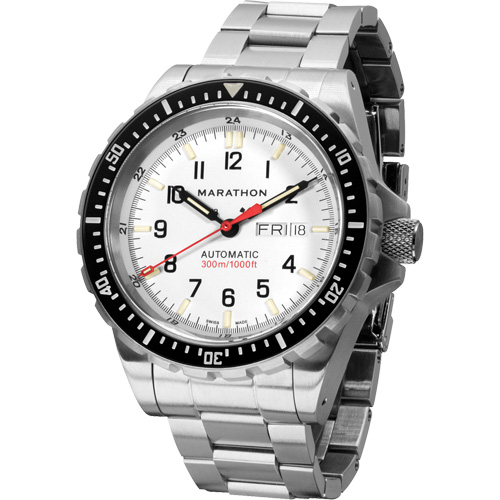 Tr&egrave;s grande montre automatique &eacute;dition arctique avec jour/date avec bracelet en acier inoxydable, Num&eacute;rique, &agrave; piles, 46 mm, Argent TGS INDUSTRIEL