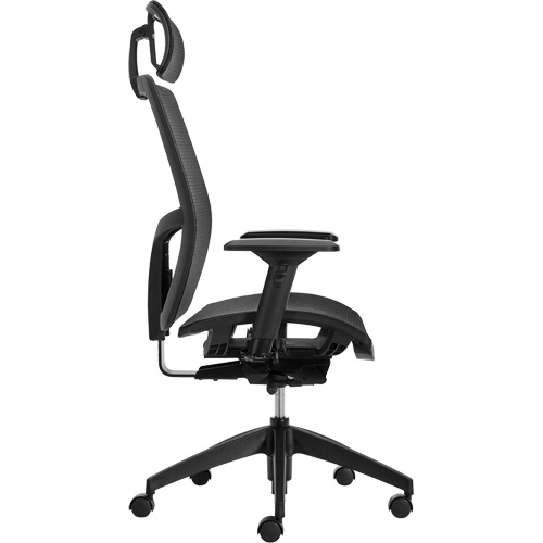 Chaise &agrave; dossier moyen avec m&eacute;canisme &agrave; basculement synchronis&eacute; &agrave; d&eacute;tection de poids Format+, Mailles, Noir, Capacit&eacute; 300 lb TGS INDUSTRIEL