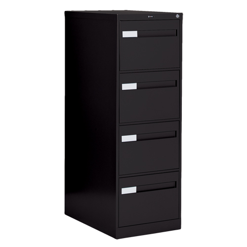 Classeur vertical &agrave; poign&eacute;es encastr&eacute;es, 4 tiroirs, 18.15" la x 26.56" p x 52" h, Noir TGS INDUSTRIEL