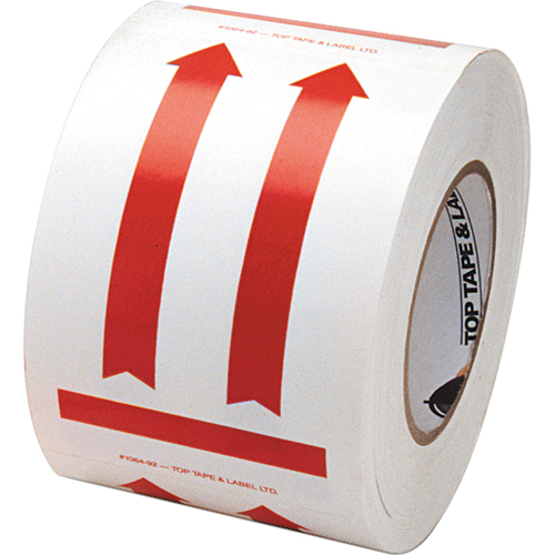 &eacute;tiquettes pour traitement sp&eacute;cial a/pictogramme Ce c&ocirc;t&eacute; vers le haut, 6" lo x 4" la, Rouge/blanc TGS INDUSTRIEL