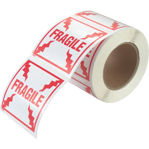 &eacute;tiquettes pour traitement sp&eacute;cial Fragile, 4" lo x 4" la, Rouge/blanc TGS INDUSTRIEL