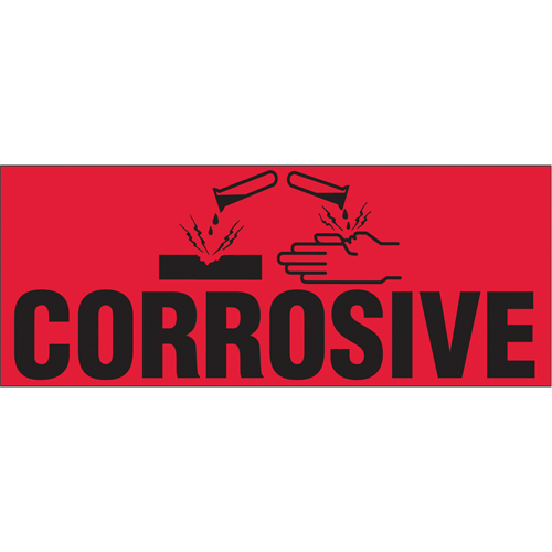 &eacute;tiquettes pour traitement sp&eacute;cial Corrosive, 5" lo x 2" la, Noir/rouge TGS INDUSTRIEL