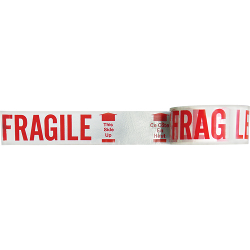 Ruban imprim&eacute; bilingue – Fragile ce c&ocirc;t&eacute; en haut, Rouge/blanc TGS INDUSTRIEL
