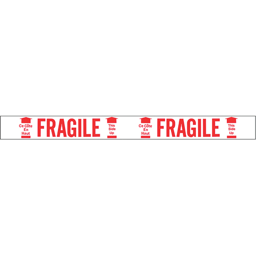 Ruban imprim&eacute; bilingue – Fragile ce c&ocirc;t&eacute; en haut, Rouge/blanc TGS INDUSTRIEL