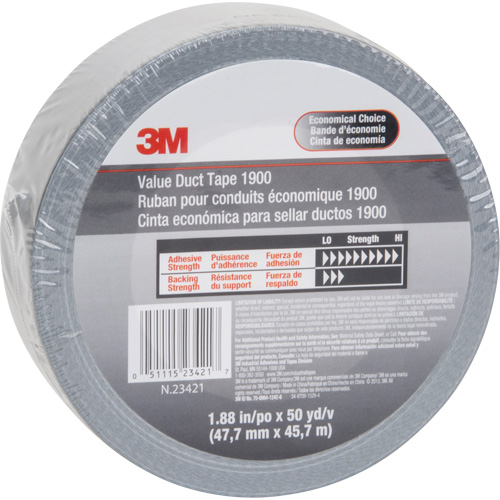 1900 Value Duct Tape, 5.8 mils, Silver, 48 mm (2") x 5.7 m (18.7') TGS INDUSTRIEL