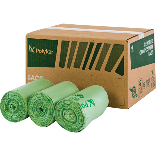 Sacs certifi&eacute;s compostables, R&eacute;gulier, 60" lo x 48" la, Transparent, Capacit&eacute; de 245 L (65 gal.) TGS INDUSTRIEL