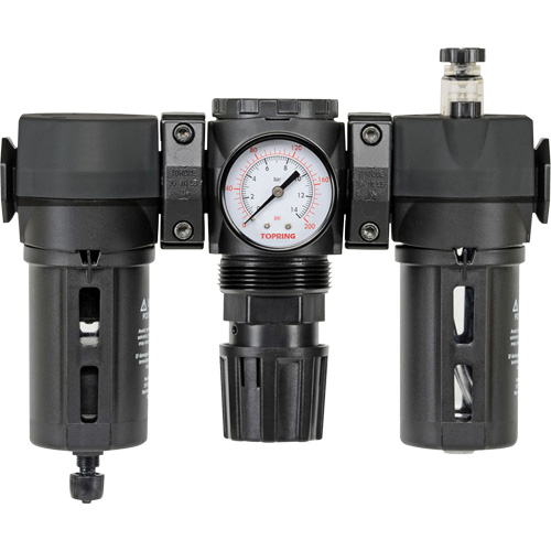 Filtre, d&eacute;tendeur & lubrificateur Modulair 200 avec drain manuel & bol standard, 3/8" NPTF TGS INDUSTRIEL
