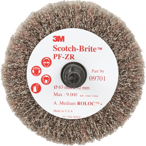 Scotch-Brite Roloc Cut and Polish Flap Brush, PF-ZR, Aluminum Oxide, Medium Grit, 2-1/2" x 1-1/4" TGS INDUSTRIEL