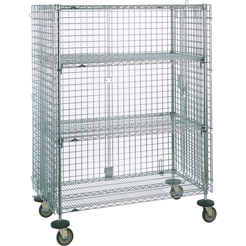 Security Carts, Chrome Plated, 21-1/2" x 68-1/2 x 38-1/2", 500 lbs. Capacity TGS INDUSTRIEL
