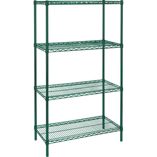 &eacute;tag&egrave;res robustes en treillis m&eacute;tallique au fini &eacute;poxy vert, 4 Tablettes, 36" la x 63" h x 24" p TGS INDUSTRIEL