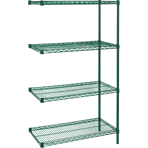 &eacute;tag&egrave;res robustes en treillis m&eacute;tallique au fini &eacute;poxy vert, Ensemble de Ajout, 4 Tablettes, 30" la x 63" h x 14" p TGS INDUSTRIEL