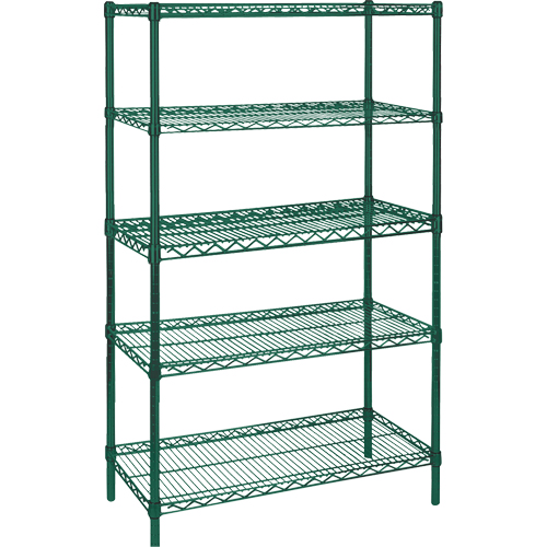 &eacute;tag&egrave;res robustes en treillis m&eacute;tallique au fini &eacute;poxy vert, 5 Tablettes, 36" la x 86" h x 24" p TGS INDUSTRIEL