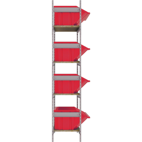Wide Span Shelving with Jumbo Plastic Bins, Steel, Boltless, 800 lbs. Capacity, 66" W x 72" H x 18" D TGS INDUSTRIEL