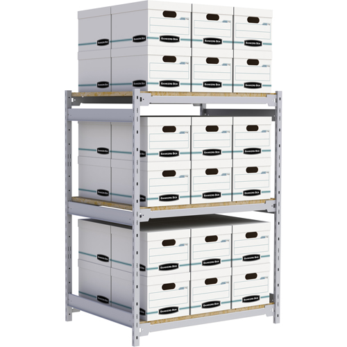 Wide Span Record Storage Shelving, Steel, 3 Shelves, 42" W x 32" D x 60" H TGS INDUSTRIEL