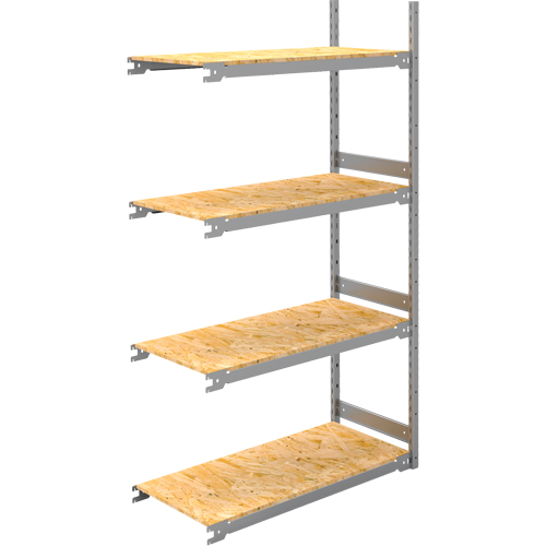 Wide Span Record Storage Shelving, Steel, 4 Shelves, 42" W x 18" D x 84" H, Add-On Kit TGS INDUSTRIEL