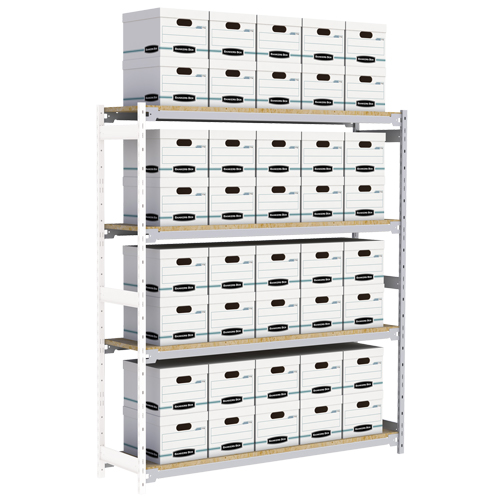 Wide Span Record Storage Shelving, Steel, 4 Shelves, 72" W x 18" D x 84" H, Add-On Kit TGS INDUSTRIEL