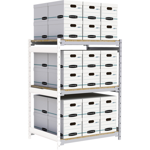 Wide Span Record Storage Shelving, Steel, 3 Shelves, 42" W x 32" D x 60" H, Add-On Kit TGS INDUSTRIEL