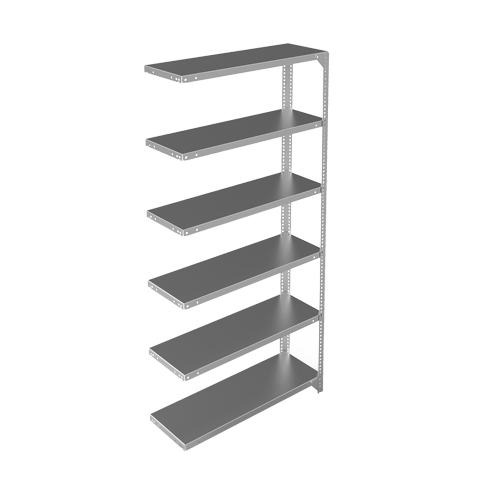Shelving Unit, Galvanized Steel, Slotted Angle, 400 lbs. Capacity, 36" W x 72" H x 12" D TGS INDUSTRIEL