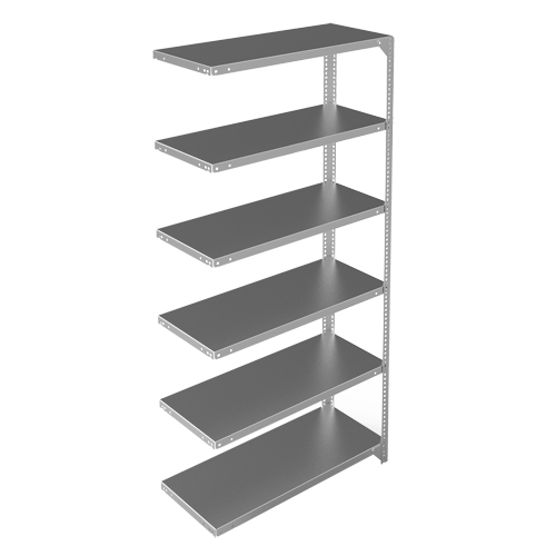Shelving Unit, Galvanized Steel, Slotted Angle, 400 lbs. Capacity, 36" W x 72" H x 15" D TGS INDUSTRIEL