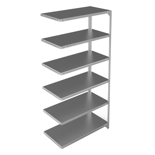 Shelving Unit, Galvanized Steel, Slotted Angle, 400 lbs. Capacity, 36" W x 72" H x 18" D TGS INDUSTRIEL